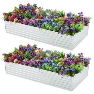 Meberam 6x3x1FT Galvanized Raised Garden Beds Kit 2 PCS Set, Silver