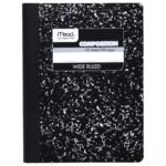 Mead Composition Book, Wide Ruled, 9.75 x 7.50 Inch Sheet Size, Black Marble, Bookbound, 100 Sheets (09910)