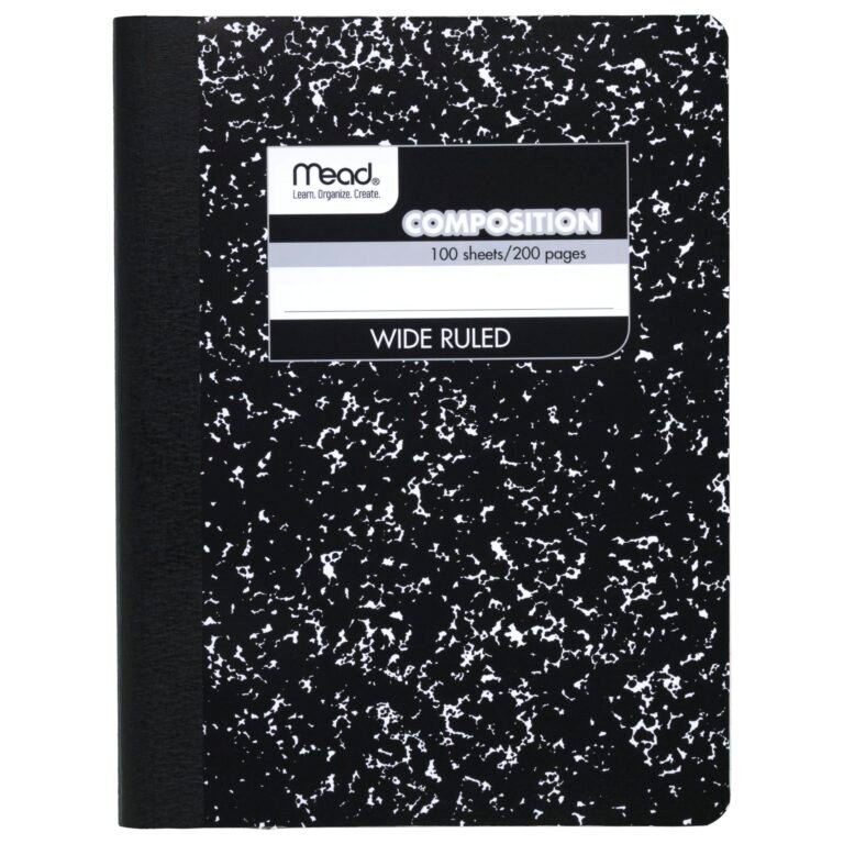 Mead Composition Book, Wide Ruled, 9.75 x 7.50 Inch Sheet Size, Black Marble, Bookbound, 100 Sheets (09910)