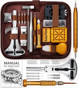 Watch Repair Tools Kit, ET 149pcs Watches Battery Replacement Watch band Link Remover Spring Bar Tool Kit with Carrying Case and Instruction Manual – Brown