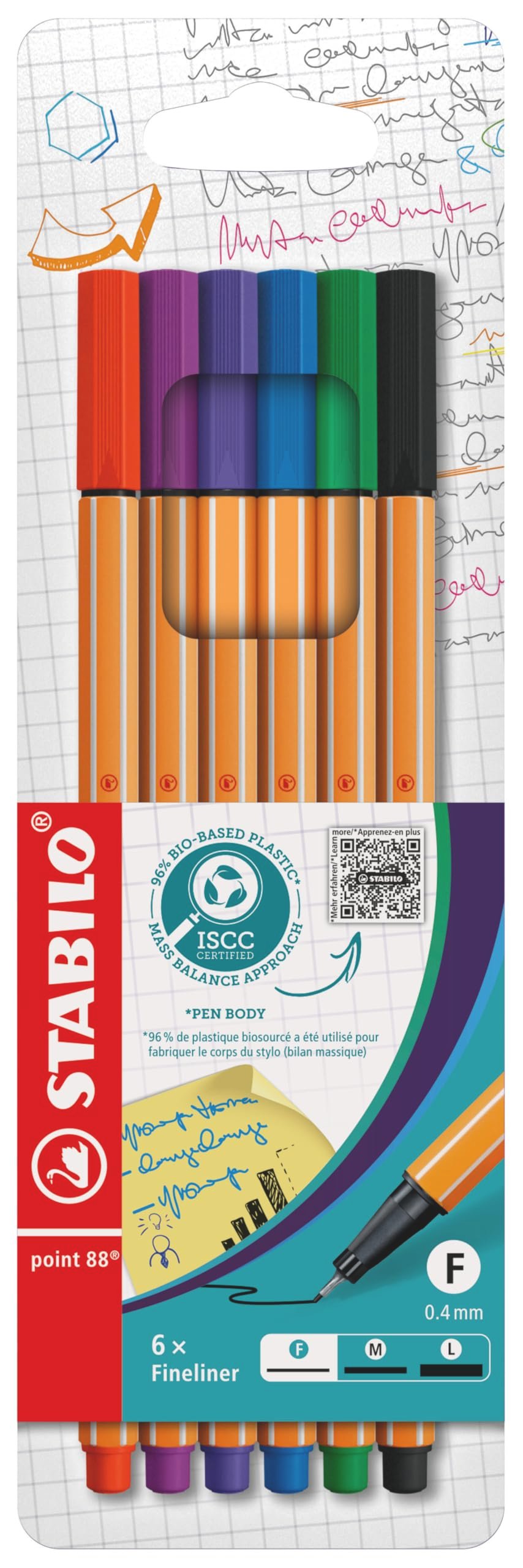 STABILO point 88 Fineliner, 6 Assorted Colours