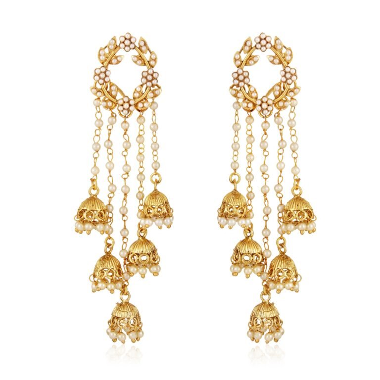 Shining Diva Fashion Gold Plated Stylish Pearl Jhumka Jhumki Traditional Earrings for Women and Girls (Golden) (8630er)