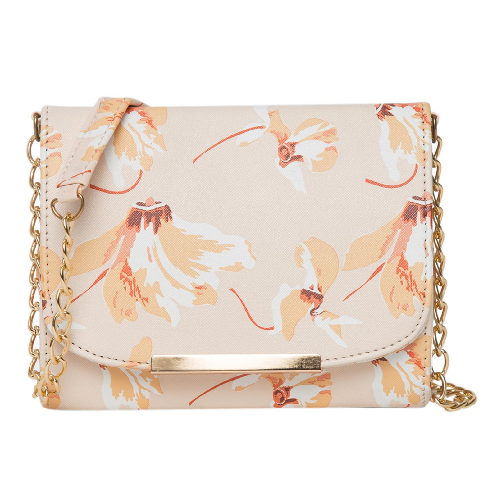 ADISA Women Girls Crossbody Sling Bag with Gold Chain Strap – Floral Print Crossbody Bag for Women – Multi Colour Shoulder Bag