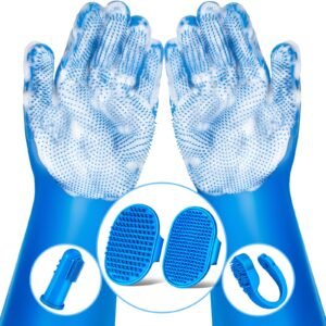 6PCS Grooming & Bath Supplies for Dogs, Cats | Dog Washing Gloves | Dog Bath Brush | Dog Shower Brush | Pet Grooming Gloves | Dog Grooming kit | Pet Supplies for Showerhead & Sprayer (Navy Blue)
