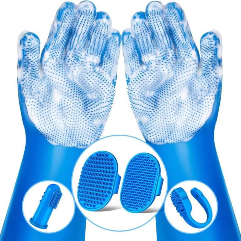 6PCS Grooming & Bath Supplies for Dogs, Cats | Dog Washing Gloves | Dog Bath Brush | Dog Shower Brush | Pet Grooming Gloves | Dog Grooming kit | Pet Supplies for Showerhead & Sprayer (Navy Blue)