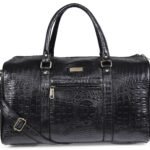 ZAINTO Unisex Textured Leatherette Stylish 35 Liter Cabin Bags for Travelling in Flight 7kg Latest Travel Leather Duffle Bag for Men and Women (Black) 47 cm