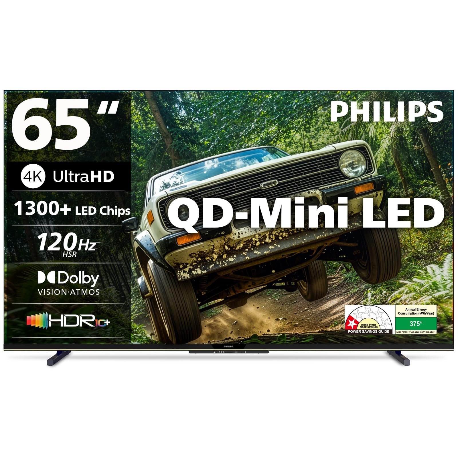 PHILIPS 164 cm (65 inches) 4K Ultra HD QLED Smart QD-Mini LED Google TV 65MLED610/94