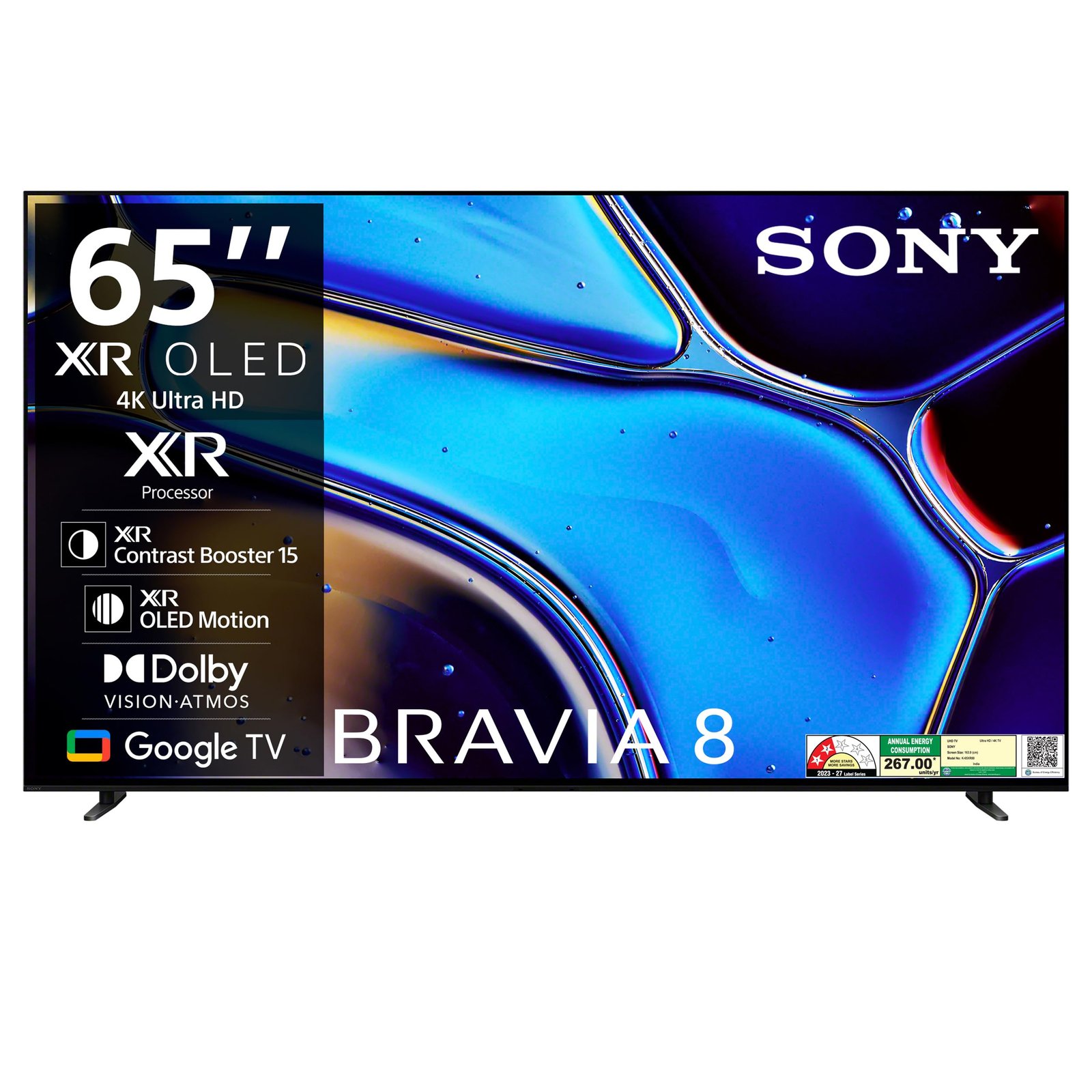 Sony BRAVIA 8 Series 164 cm (65 inches) 4K Ultra HD AI Smart OLED Google TV K-65XR80 (Black)