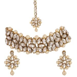 Shining Diva Fashion Latest Choker Design Antique Kundan Traditional Necklace Jewellery Set for Women
