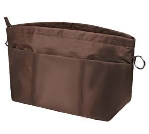 Vercord Handbag Purse Tote Pocketbook Organizer Insert Zipper Closure 11 Pockets, Coffee M