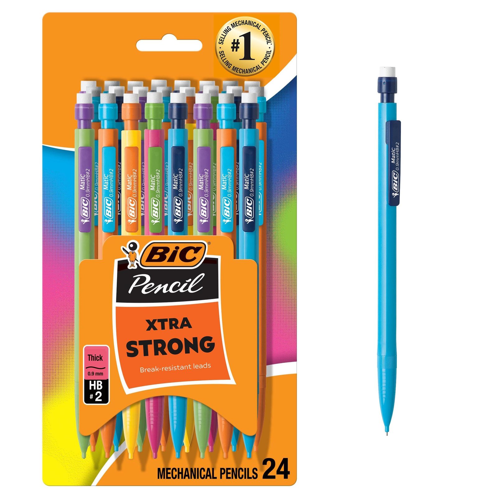 BIC Mechanical Pencil With Colorful Barrels-Pack Of 24,Black