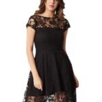 Miss Chase Women’s Round Neck Sleeveless Floral Ruffled GatheKnee-Long Skater Dress