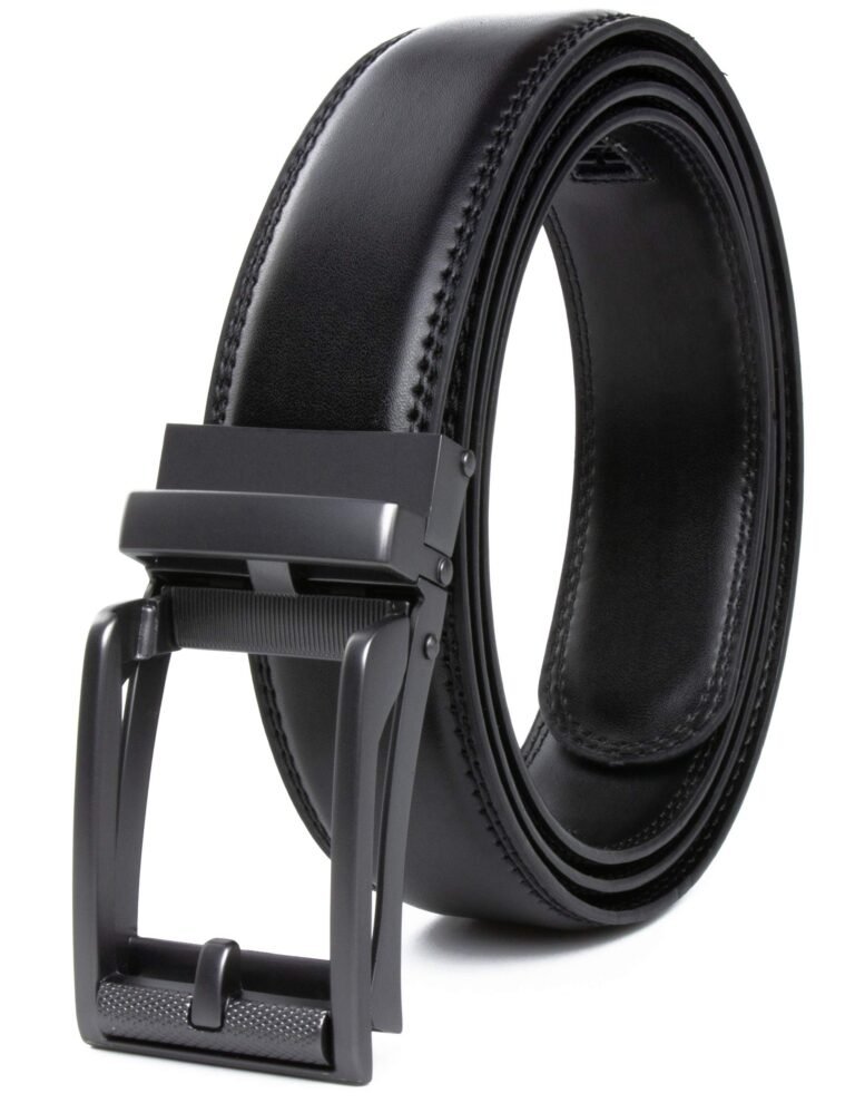 Contacts Genuine Leather Belt for Men with Easier Adjustable Autolock Buckle – Micro Adjustable Belt Fit Everywhere |Formal & Casual | Elegant Gift Box