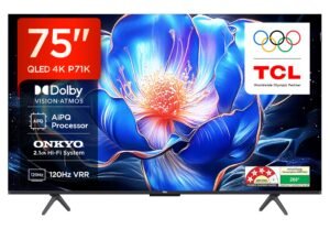 TCL 189 cm (75 inches) 4K Ultra HD Smart QLED Google TV | 120 Hz VRR | HDR 10+ | 35W Onkyo 2.1 | Dolby Vision & Atmos | 75P71K