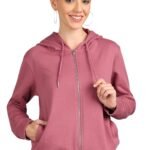 Alan Jones Clothing Women’s Solid Zipper Hooded Sweatshirt | Front Zip, Ribbed Hem, Lined Hood, Casual Winter Wear