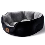 Asvin Medium Dog Bed for Medium Dogs, Large Cat Beds for Indoor Cats, Pet Bed for Puppy and Kitty, Extra Soft & Machine Washable with Anti-Slip & Water-Resistant Oxford Bottom, Black, 25 inches