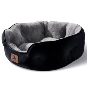 Asvin Medium Dog Bed for Medium Dogs, Large Cat Beds for Indoor Cats, Pet Bed for Puppy and Kitty, Extra Soft & Machine Washable with Anti-Slip & Water-Resistant Oxford Bottom, Black, 25 inches