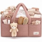PeraBella Baby Diaper Caddy Organizer for Changing Table, Baby Storage Basket for Diapers and Baby Wipes, Gift for Baby Shower, Car Caddy Organizer, Nursery Diaper Organizer, Portable Diaper Storage