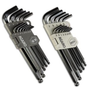 AGARO 26pcs Hex Allen Key Wrench Set – Inch/MM With Ball End, for Repairing Industrial Machinery, Motorcycles, Bicycles, Cars, Furniture, Black