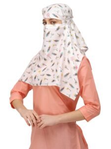 7 season’s Cotton Scarf Cum Mask Universal Size/Usable for vehicle Driver for sunlight UV protection White Printed Design…
