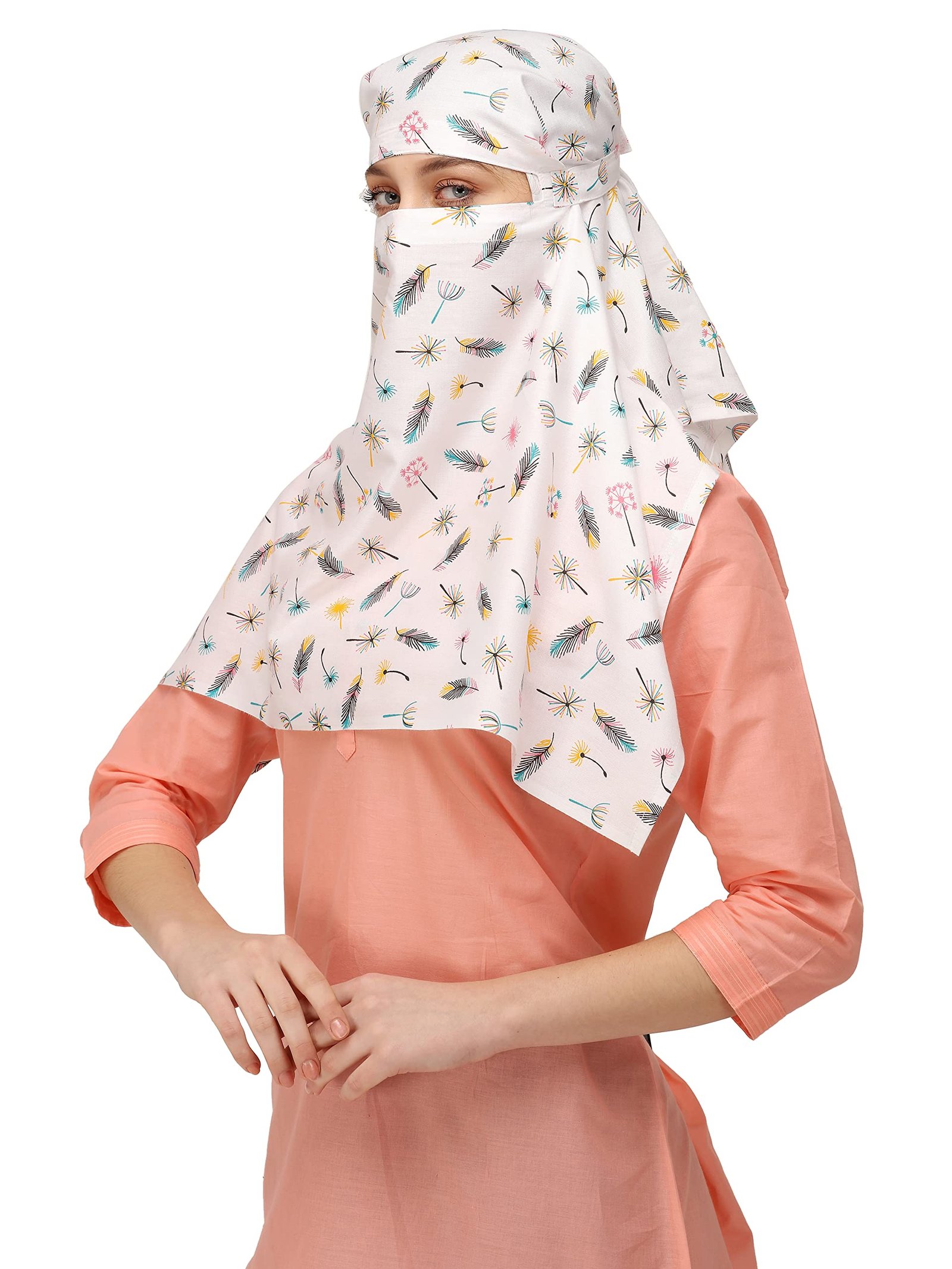 7 season’s Cotton Scarf Cum Mask Universal Size/Usable for vehicle Driver for sunlight UV protection White Printed Design…