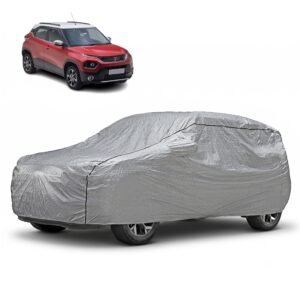 Amazon Basics Waterproof Car Body Cover for Tata Punch (2021–2026) | Custom Fit with Mirror & Antenna Pockets | UV & Heat Resistant | Soft Cotton Lining | All-Weather Protection | Silver