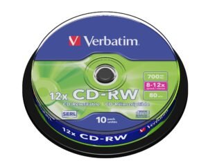 Verbatim 43480 CD-RW 700MB 8X-12X Rewritable Media Disc (Pack of 10 Disc Cake Box)