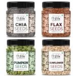 LILA DRY FRUITS 4 Superseed Combo (Chia, Pumpkin, Sunflower & Flax) 500gms each (2kgs total) | Immunity combo for Weight Loss | Mix Seeds for Eating | Diet Snacks Superfood Perfect for Gifting