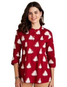 Amazon Brand – Myx Women Cotton Printed A-line Short Kurti (Available in Plus Sizes)