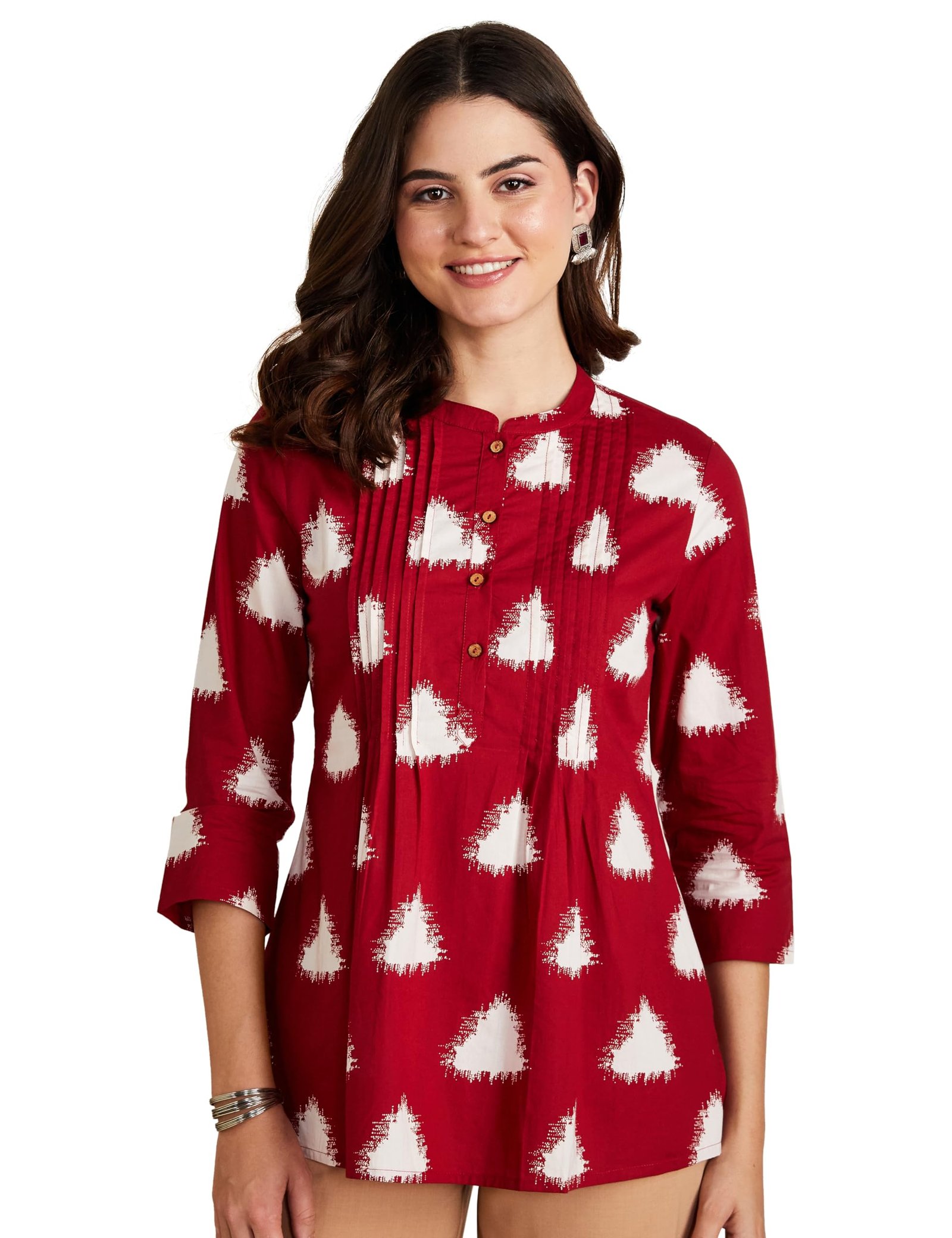 Amazon Brand – Myx Women Cotton Printed A-line Short Kurti (Available in Plus Sizes)