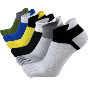 Men Toe Socks No Show Low Cut Athletic Wicking Cotton 5 Finger Split Toe 6 Pack