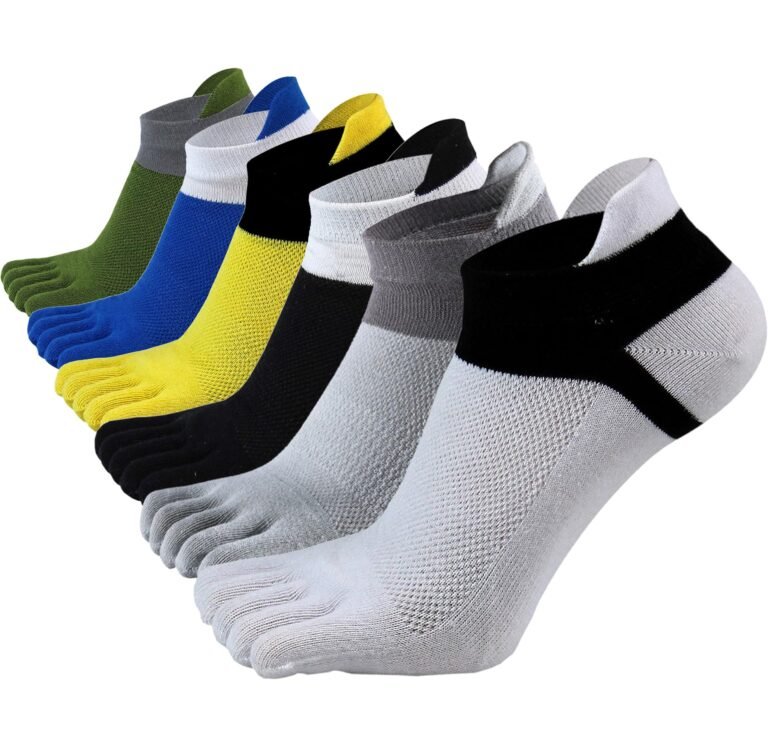 Men Toe Socks No Show Low Cut Athletic Wicking Cotton 5 Finger Split Toe 6 Pack