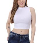 TRASA Women’s Sleeveless Rib Knitted Cotton Racer Back Tank Tops Halter Neck Crop Tops – Available Sizes -XS, S, M,L,XL,2XL