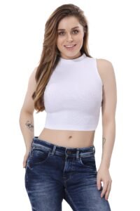 TRASA Women’s Sleeveless Rib Knitted Cotton Racer Back Tank Tops Halter Neck Crop Tops – Available Sizes -XS, S, M,L,XL,2XL