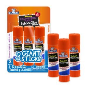 Elmer’s Disappearing Purple School Glue Sticks, 0.77 oz Each, 3 Sticks per Pack (E562)