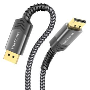 BlueRigger 8K DisplayPort (DP to DP) Cable – 6 feet – (up to 32.4 Gbit/s, UHD with 8K 60Hz or 4K 120Hz, Supports HBR3, DSC 1.2, HDR 10, Black) Series