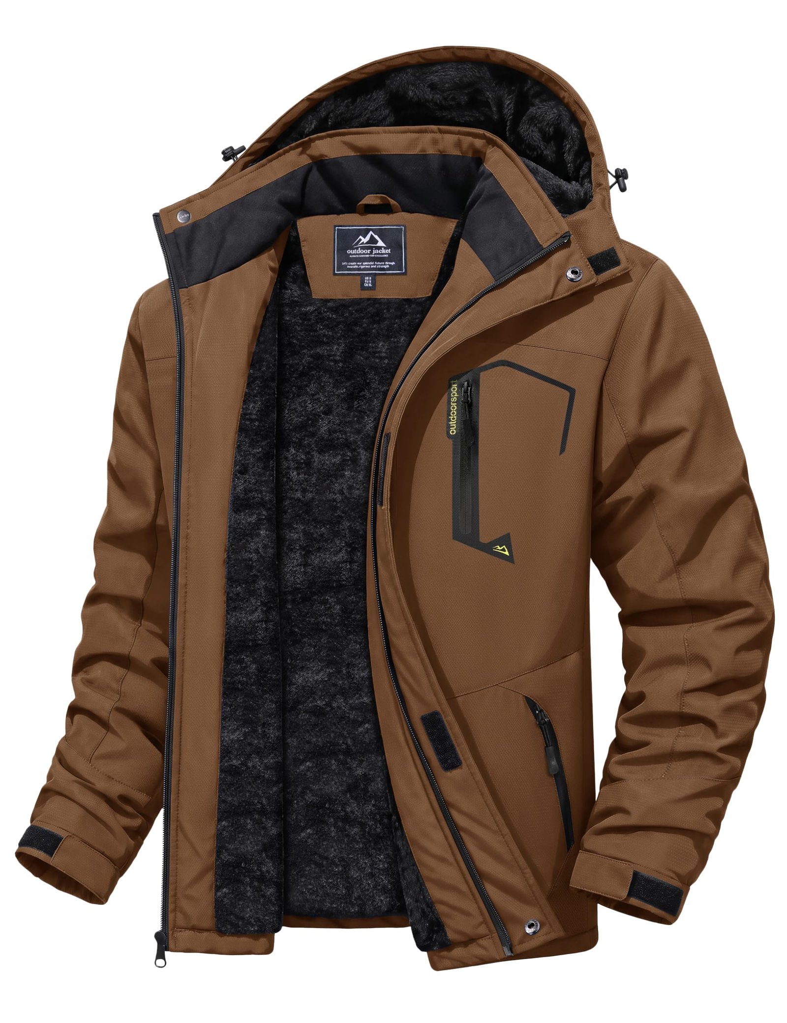 MAGCOMSEN Men’s Winter Coats Waterproof Ski Snow Jacket Warm Fleece Parka Raincoats With Multi-Pockets