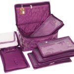 atorakushon Satin Makeup Pouches Cosmetic Necklace Earrings Vanity Jewellery Organizer for Women’s (Purple)