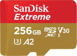 SanDisk Extreme® 256GB microSDXC UHS-I, 190MB/s Read, 130MB/s Write Memory Card for 4K Video on Smartphones, Action Cams and Drones