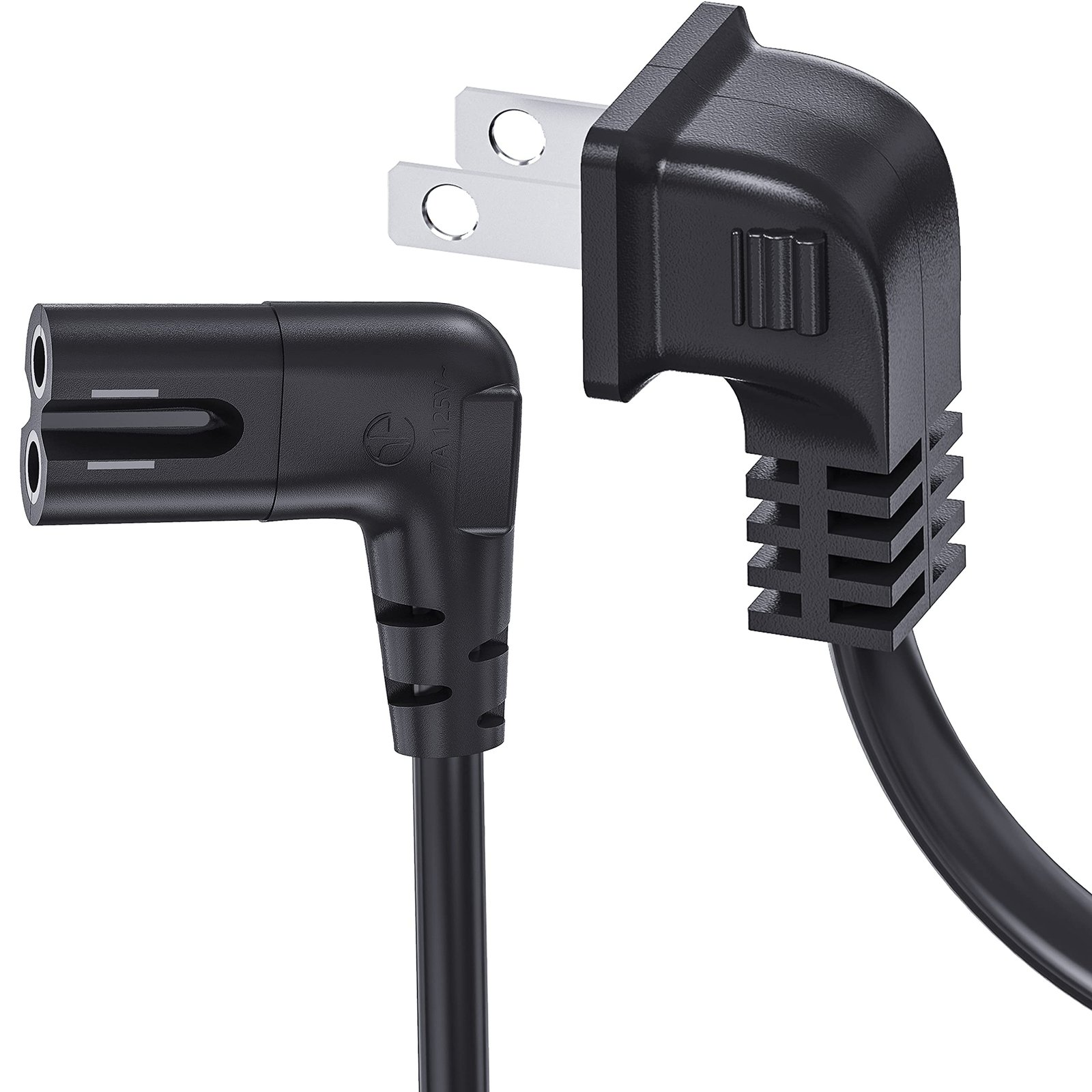 TV Power Cord Compatible with Samsung TV, Ancable 12ft 90 Degree Angle 18AWG 2 Prong L Shape Power Cord Replacement C7 Power Cord for Samsung Philips Toshiba LG,