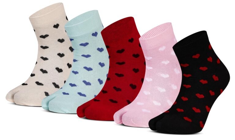 RC. ROYAL CLASS Women’s Ankle Length Soft Cotton Thumb Multicolored Socks, Pack of 5, Free Size