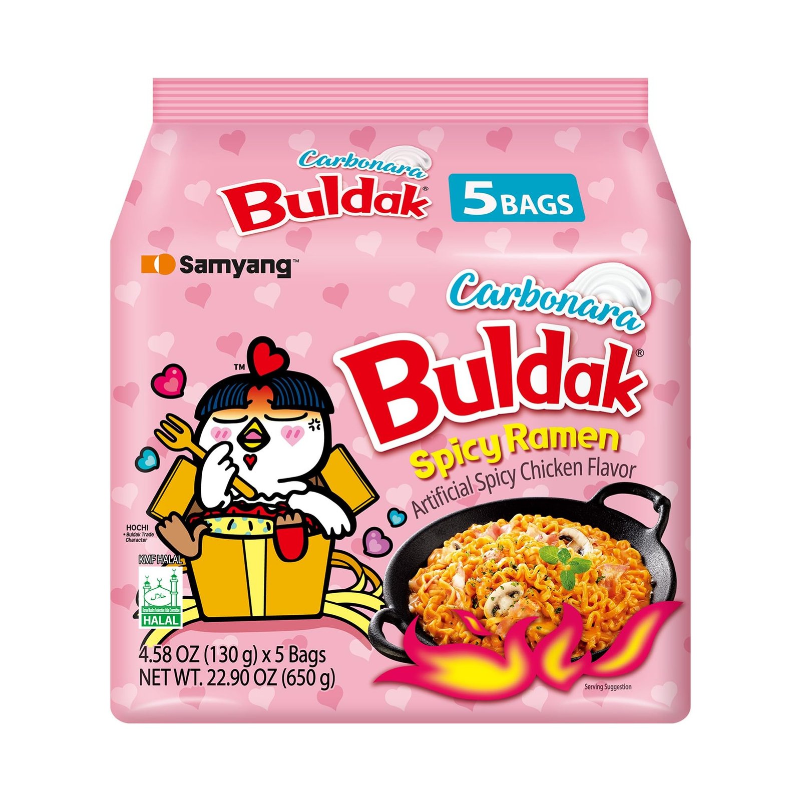 SAMYANG Hot Chicken Flavor Ramen Buldak Carbonara Noodles 650 g Pack of 5 130 g each