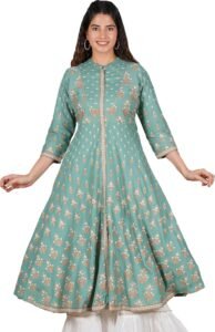 Yash Gallery Women’s Rayon Relaxed Fit Anarkali Floral Printed Kurta