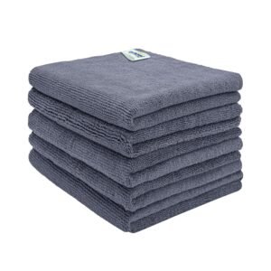 SOFTSPUN Microfiber Cloth – 5 pcs – 40×40 cms – 340 GSM Grey- Thick Lint & Streak-Free Multipurpose Cloths – Automotive Microfibre Towels for Car Bike Cleaning Polishing Washing & Detailing
