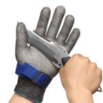 Schwer Cut Resistant Glove-Stainless Steel Wire Metal Mesh Butcher Safety Work Glove Level 9 Food Grade for Kitchen Cooking, Meat Cutting, fishing (Large, 1 PCS)