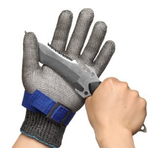 Schwer Cut Resistant Glove-Stainless Steel Wire Metal Mesh Butcher Safety Work Glove Level 9 Food Grade for Kitchen Cooking, Meat Cutting, fishing (Large, 1 PCS)