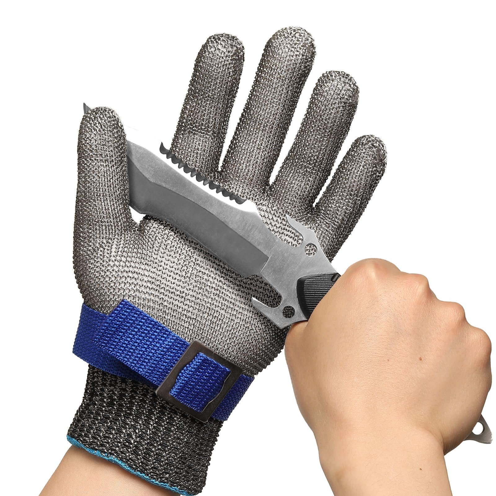 Schwer Cut Resistant Glove-Stainless Steel Wire Metal Mesh Butcher Safety Work Glove Level 9 Food Grade for Kitchen Cooking, Meat Cutting, fishing (Large, 1 PCS)