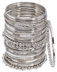 Shining Diva Fashion Set of 40 Bangles Set for Women | Oxidised Silver Plated Celebrity Inspired Jewellery | Latest Stylish Traditional Bangle for Girls and Women