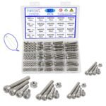 M3 M4 M5 M6 Nuts and Bolts Hexagon Socket Head Cap Screws 304 Stainless Steel Mechanical Hex Socket Screws Assortment Kit 320PCS with Storage Box for DIY Bicycle Motorcycle Repair