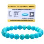 Certified Magnesite Turquoise Bracelet for Women Men with Healing Crystal